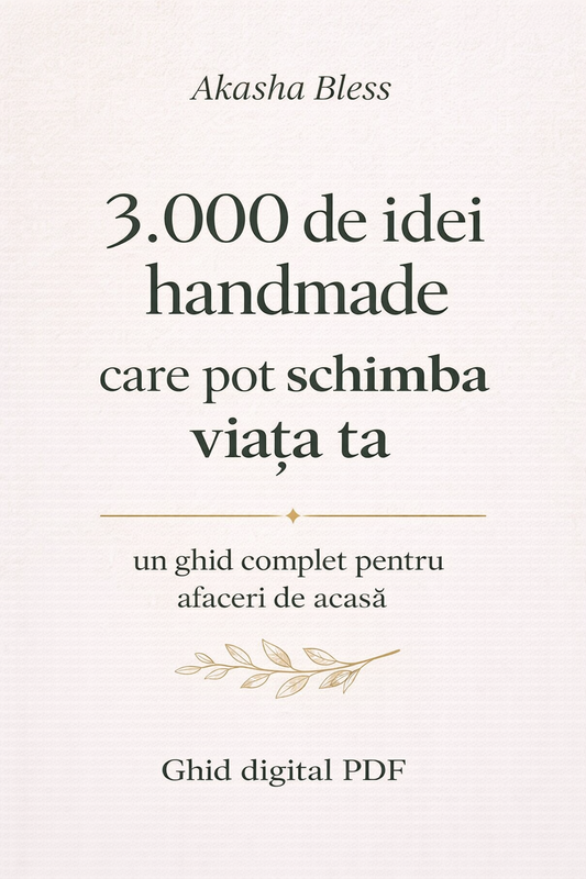 Un ghid digital complet pentru transformarea ideilor creative în afaceri de acasă, conceput pentru a fi ușor de parcurs și aplicat.